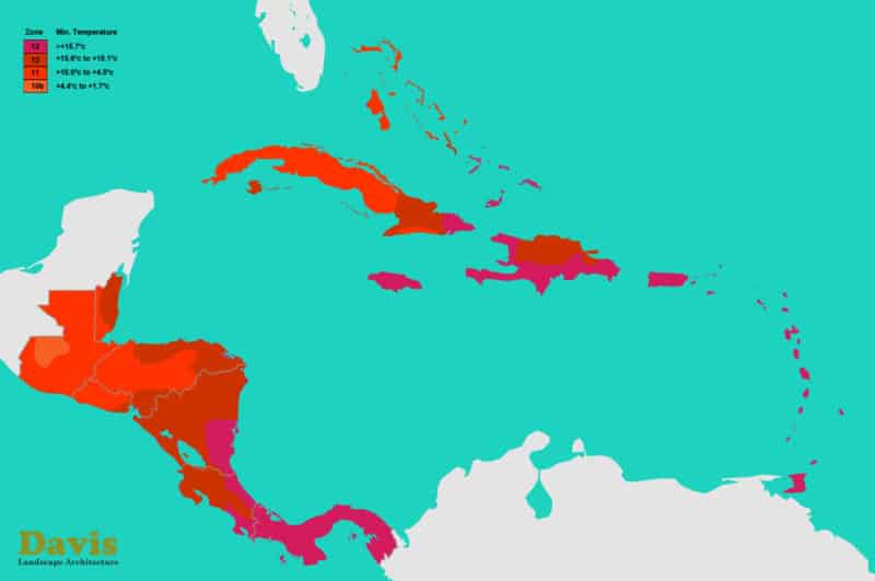 central-america-caribbean-plant-hardiness-zones-map