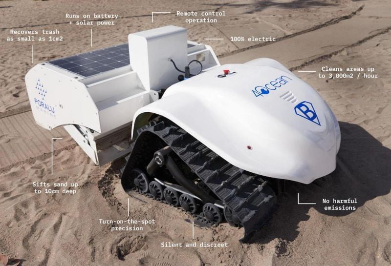 BeBot robot limpia playas solar