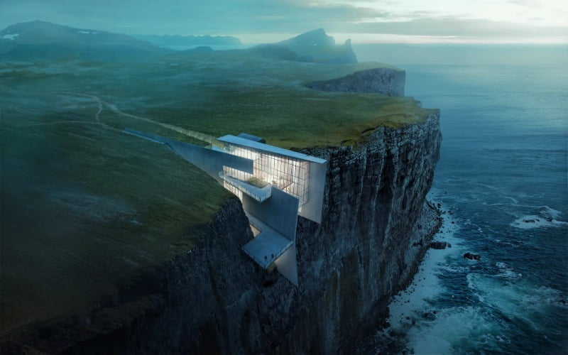 casas construidas en acantilados de Islandia